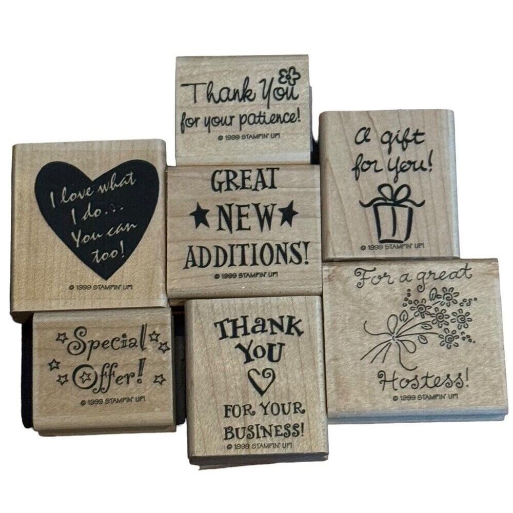 Stampin' Up! Hostess Small‎ Business Special Offer Gift 7 Wood Mounted Stamps